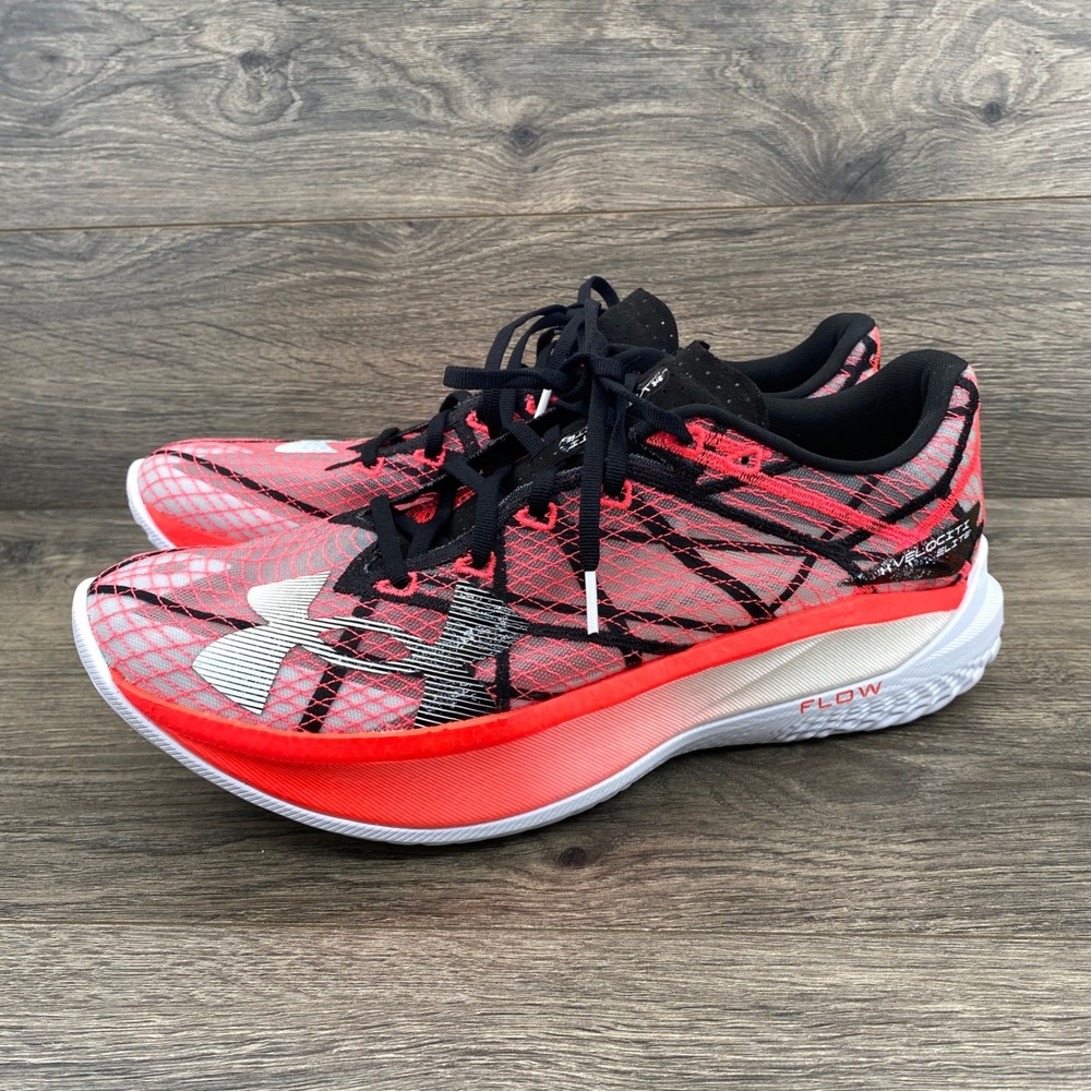 Under Armour Flow Velociti Elite Mens 12.5 Red Black Racing Running Shoes
